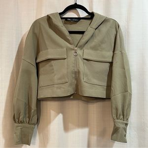 Zara Olive Green Cropped Jacket